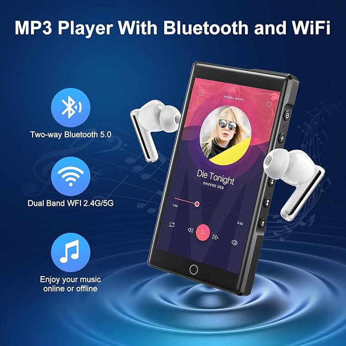 Keenplus144GB MP3 Player with Bluetooth and WiFi, C4 Plus Android 13 HiFi MP3 Player Spotify 4.3" FHD Zinc Alloy Panel Touch Screen, MP4 Players,Music Player with Spotify,Pandora,Amazon Music