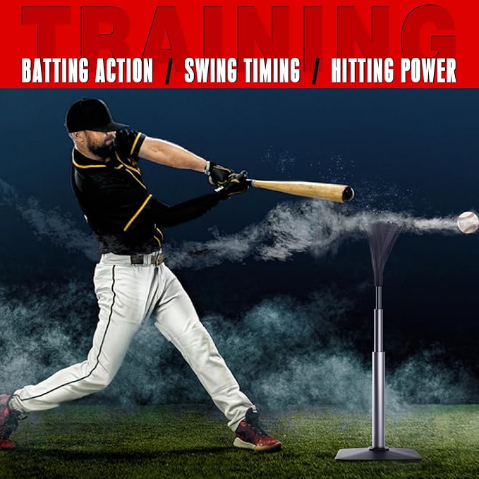 4-Prongs Ball Rest Batting Tee for Baseball and Softball， 23" to 44" Adjustable Baseball Tees for Hitting，Heave Duty Base Baseball Tee （No Included The Baseball）