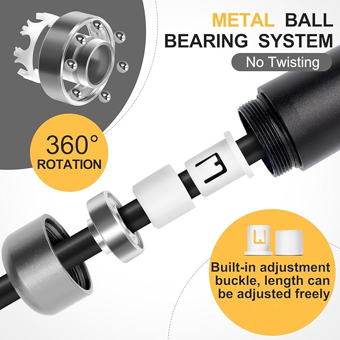 1LB Weighted Jump Ropes for fitness Women Men, Aluminum Handles for MMA, Boxing, CrossFit, Weight-loss Workouts, Tangle-Free Ball Bearing Rapid Speed Skipping Jump Rope with Adjustable 9mm Cotton & PVC Cord