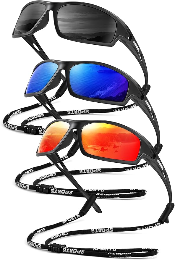 Polarized-Sunglasses-Men Sports Mens-Sunglasses: Sun-Glasses with UV400 Protection for Driving Golf Fishing Running