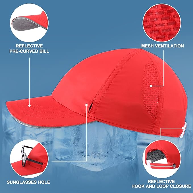 Connectyle Mens Womens Quick Dry Performance Running Cap Lightweight Reflective Sports Hat UPF 50+ Outdoor Athletic Sun Cap