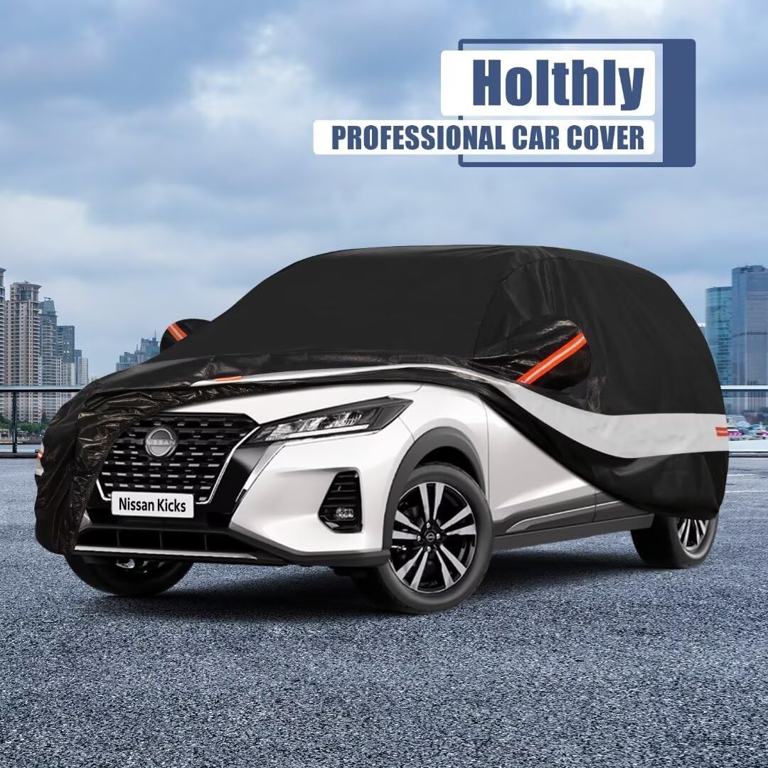 10 Layers SUV Car Cover Custom Fit for Nissan Kicks (2017-2024) Waterproof All Weather for Automobiles, Outdoor Full Cover Sun UV Rain Protection with Cotton.Black