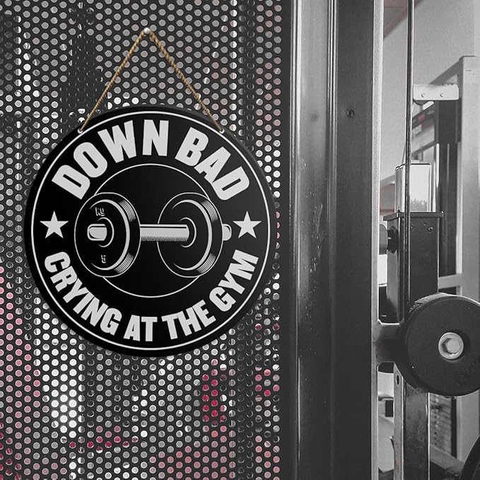 Gym Sign Decor, Home Gym Sign, Workout Room Fitness Room Decor Gym Sign Decoration, Gym Gift for Trainer Exercise Lover, Down Bad Crying at The Gym