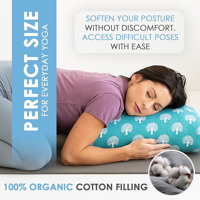 GAYO Yoga Bolster for Restorative Yoga - 100% Cotton, Includes Washable Cover and Carry Bag