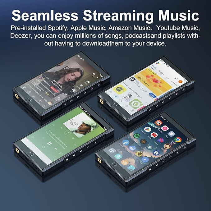 Keenplus144GB MP3 Player with Bluetooth and WiFi, C4 Plus Android 13 HiFi MP3 Player Spotify 4.3" FHD Zinc Alloy Panel Touch Screen, MP4 Players,Music Player with Spotify,Pandora,Amazon Music