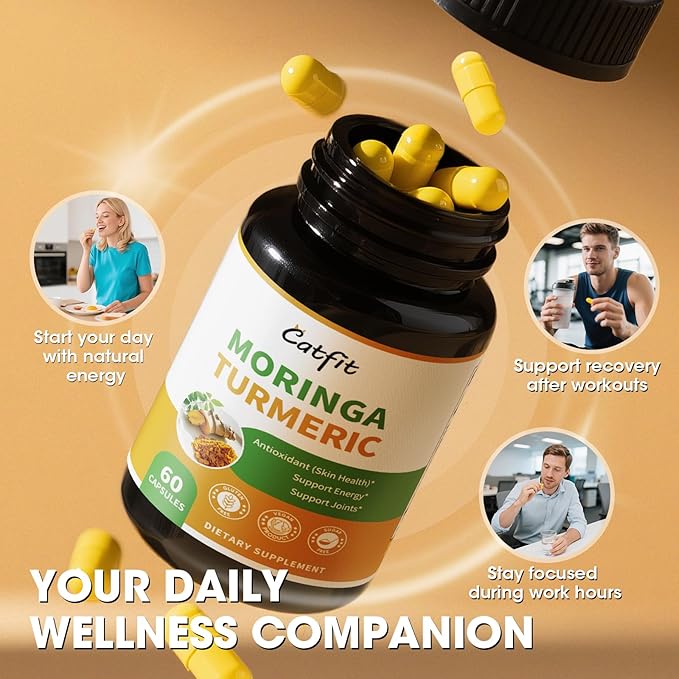 2 Pack Moringa Capsules 10-in-1 Superfood Supplement – Turmeric Curcumin, Bromelain & Black Pepper – Antioxidant, Energy & Skin Support – Vegan, Non-GMO