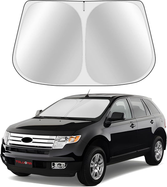 Custom Fit Windshield Sun Shade for Ford Edge 2007-2014 - Full Coverage, 210T Reflective Fabric, Double-Layer Design - Blocks 99% UV Rays, Keeps Car Cool, Easy to Install and Store