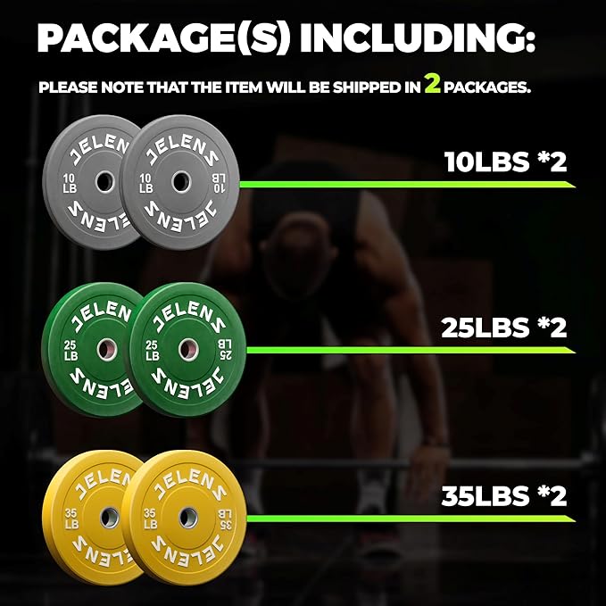 Olympic Barbell Weight Plates Set, 2-Inch Black/Colored Rubber Bumper Plate Weight Set for Strength Training and Weightlifting, Multiple Options