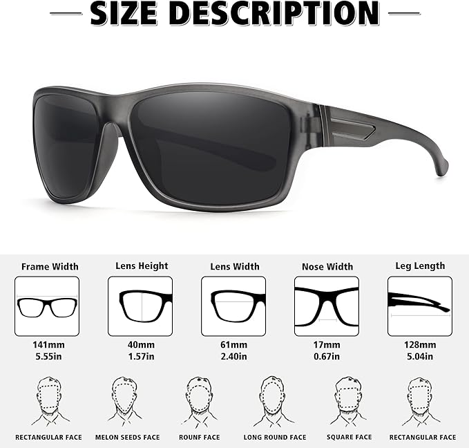 STORYCOAST Polarized Sports Sunglasses for Men Women Unbreakable Frame Cycling Fishing Driving