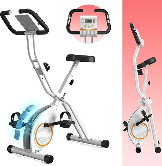 Foldable Exercise Bike Stationary Bikes for Home, 5 IN 1 Indoor Workout Bike, Cycling Bike with 16-Level Quiet Magnetic Resistance, 6.6 LBS Flywheel and 300LBS Capacity, 2025 Designed 817 X-bike