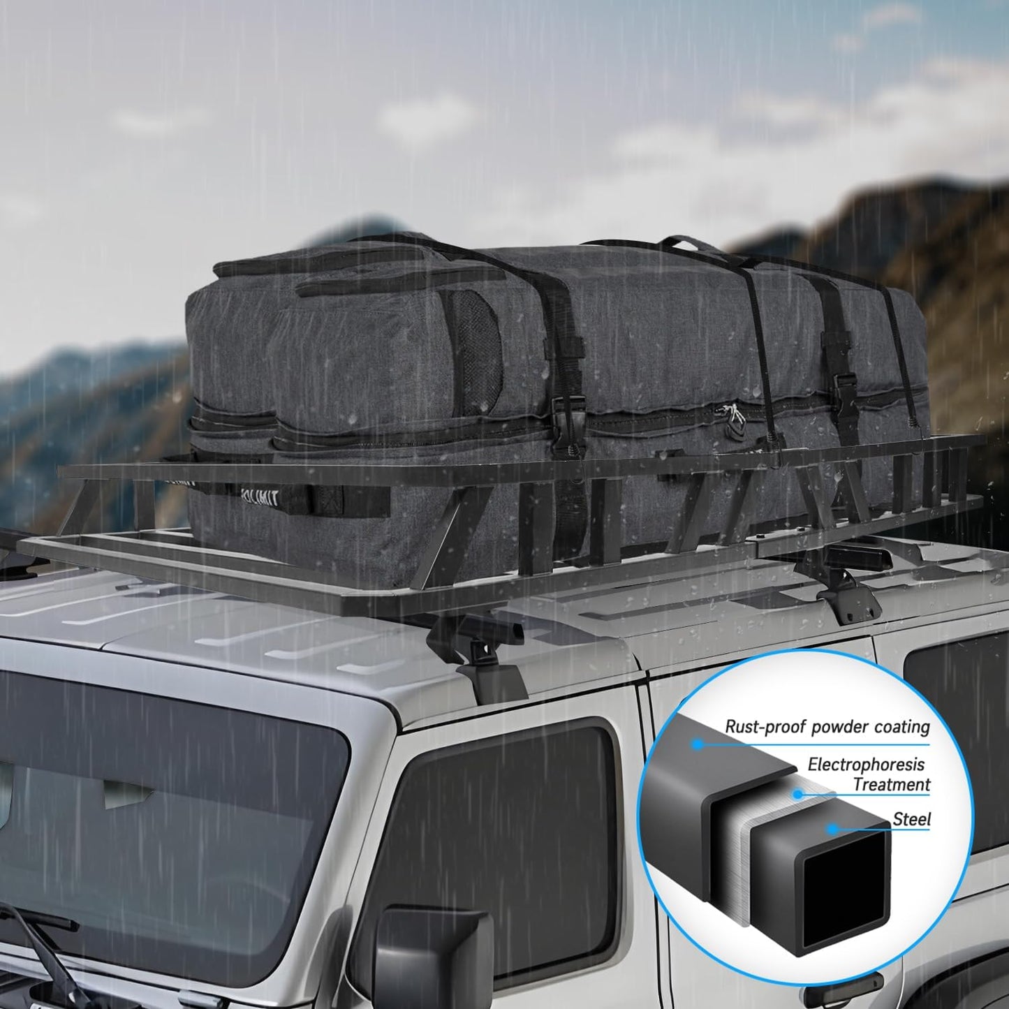 NIHAO 60"x36"x5" Heavy Duty Roof Rack Cargo Carrier, Universal Car Top Luggage Basket for SUV, Truck, RV, Pickup, Holds Up to 250 Lbs