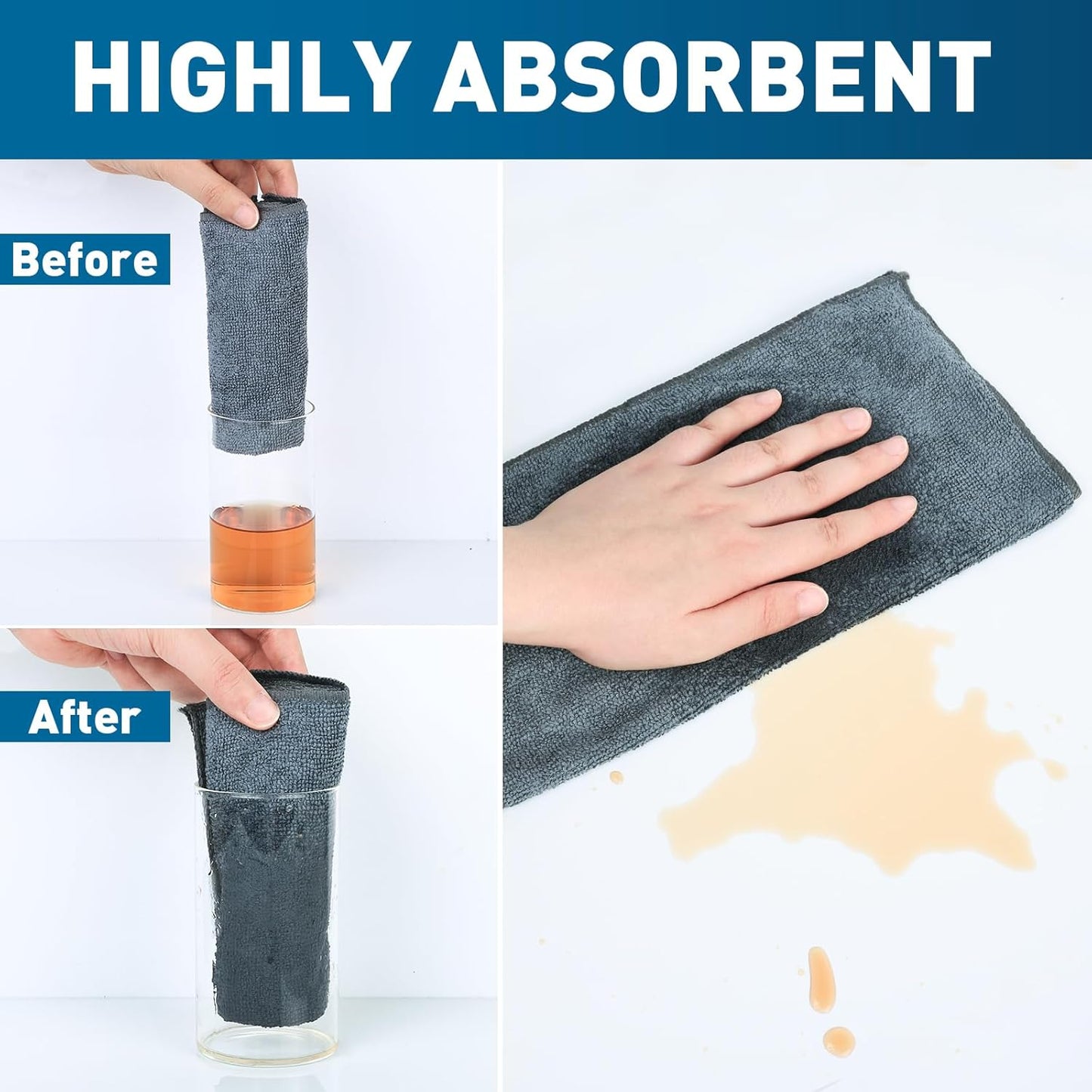 Microfiber Cleaning Cloths Bulk Pack-50 Pack, Microfiber Towels Bulk, Towels for Cars, Cleaning Rags Gray (12x12 inches)