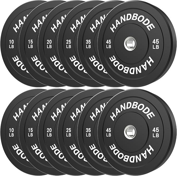 Bumper Plates 2 - Inch Olympic Weight Plate Set for Barbell, 10-55 lb Rubber Weights Sets for Home Gym, Strength Training Plate, Weight Lifting, Black