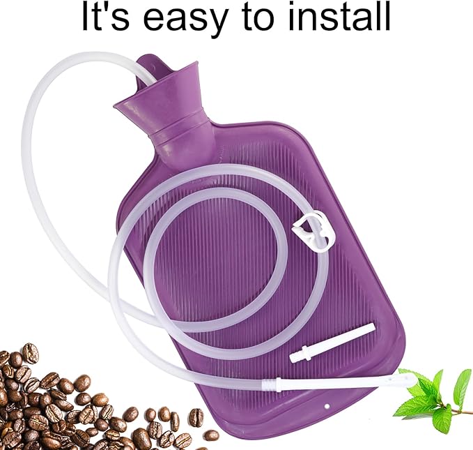 Enema Bag Kit with 5ft Hose Coffee Enemas at Home Water Shower Douche Colon Detox Cleanse Kit with Tubing, Tips, Clamp and Hook