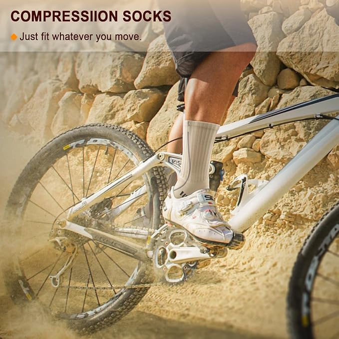 BULLIANT Compression Socks for Men 6Pairs, Athletic Crew Socks Cushioned For Men Sports Running-Arch Support