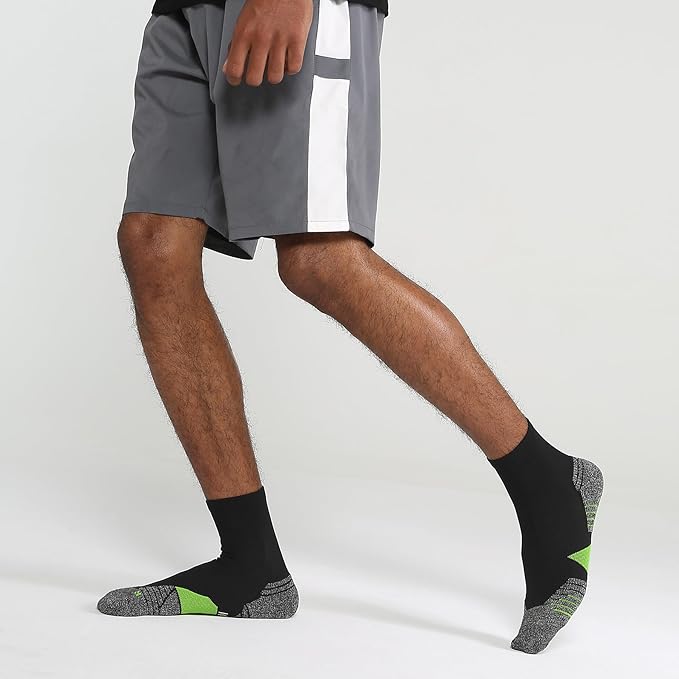 WANDER Men's Athletic Ankle Socks 6-7 Pairs Sports Moisture-wicking Running Basketball Cycling Socks 6-9/10-12/12-14