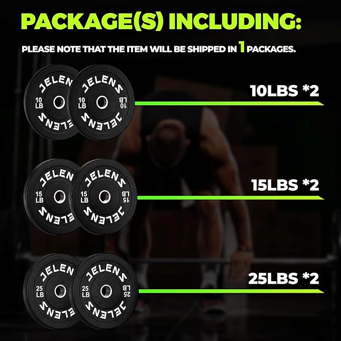 Olympic Barbell Weight Plates Set, 2-Inch Black/Colored Rubber Bumper Plate Weight Set for Strength Training and Weightlifting, Multiple Options