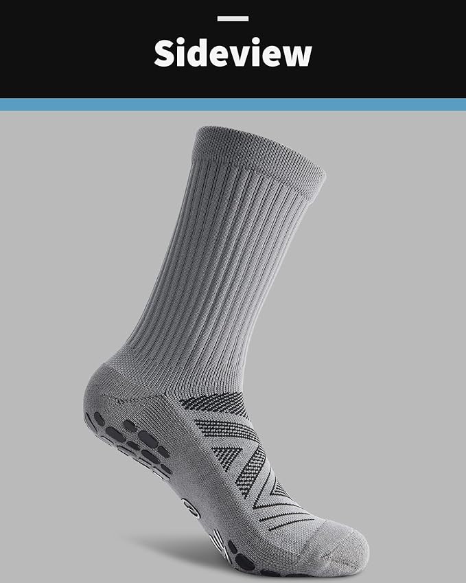 CWVLC Grip Socks Soccer - Cushioned Non-Slip Grippy for Men & Women Athletic - Barre Hospital Sticky Slipper Socks