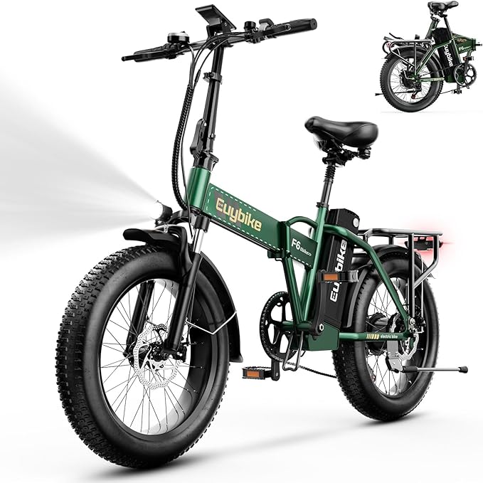 Foldable Electric Bike for Adults, 30+MPH, 48V 20Ah Removable Lithium Battery up to 80Miles, 20" Fat Tire 1000W Peak Motor Dirt Ebike Adult Electric Bicycle for Commute Beach Mountain E Bike