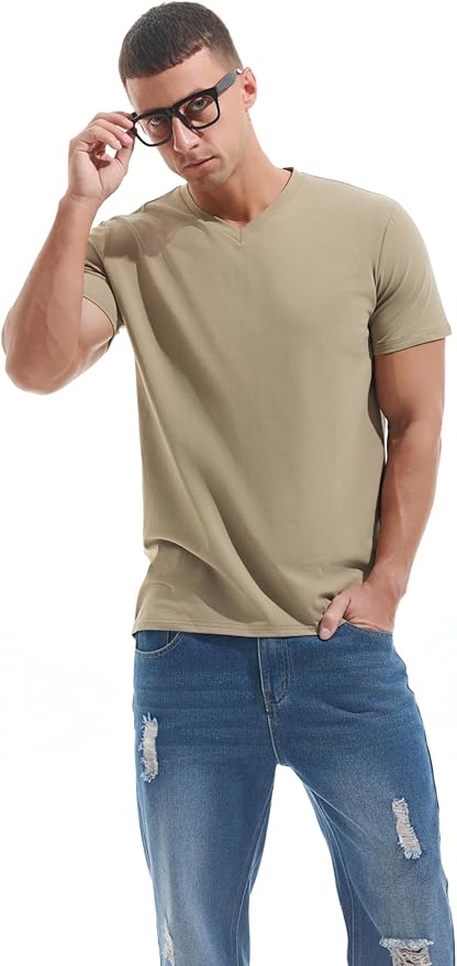 VEIISAR Premium V Neck T Shirts for Men - Modern Fitted Tees Vneck Undershirts