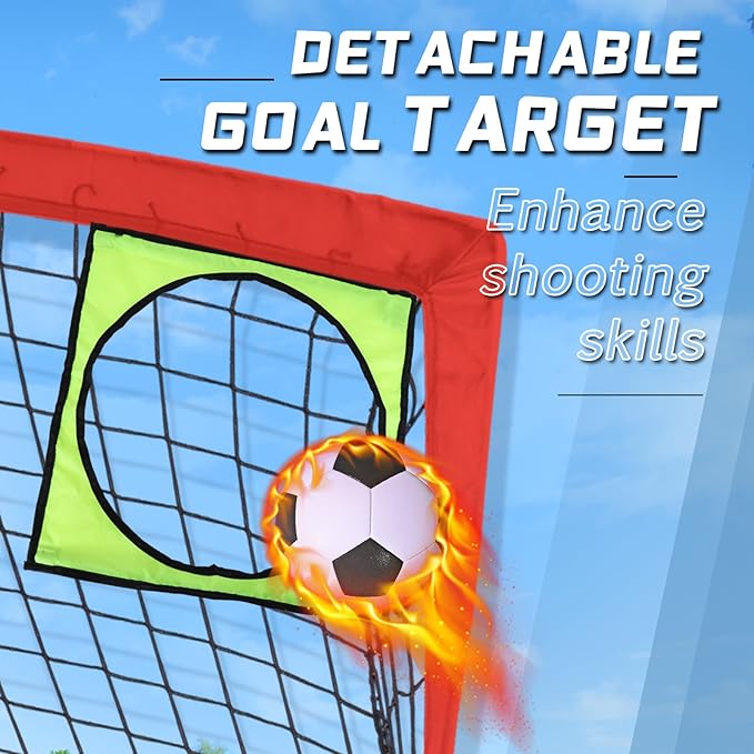 Kids Soccer Goal for Backyard, 6x4 9x5 FT Portable Soccer Nets Pop Up with Ball, Agility Ladder, Cones, Target & Carry Bag for Toddler Youth Outdoor Indoor Training Practice Sports Games Play