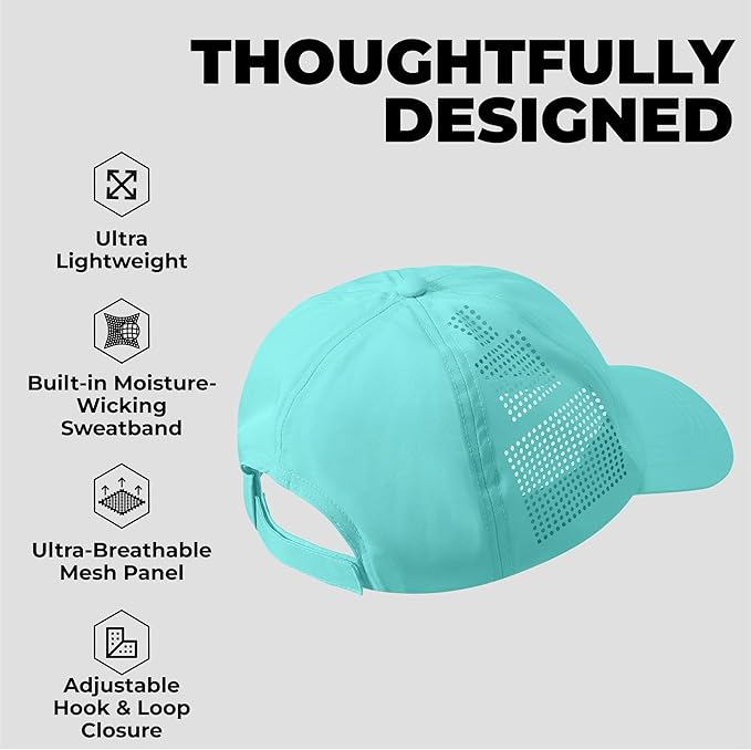 Tough Headwear Baseball Running Cap - Lightweight Quick-Drying Athletic Hat for Men & Women - Sweat-Wicking