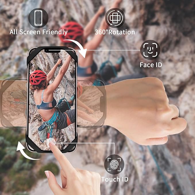 3in1 Running Sports Armband+Wristband+Bicycle Phone Holder,360° Rotation & Detachable Compatible with 4.5-7" Cellphone for iPhone 16/15/Pro/ProMax/14/13/mini/Pro Max/XS/XR