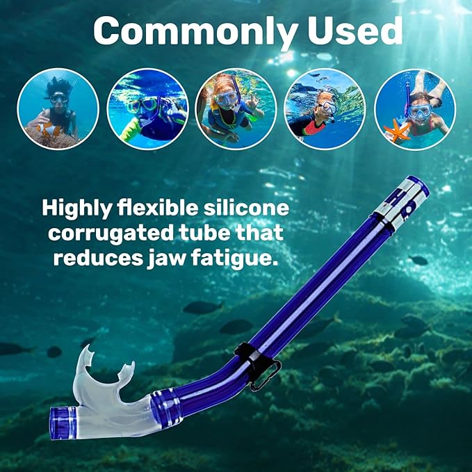 H2Odyssey SP-3 Neptune Childrens Snorkel - Kids Dry Snorkel with Silicone Mouthpiece