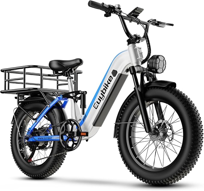 Electric Bike for Adults 1400W Peak, 48V 20AH(960WH) Removable Battery, 20"x4" Fat Tire Full Suspension 80 Miles Range Step-Thru 30+MPH Hunting Ebike, 7-Speed Dual Brakes Electric Bicycle