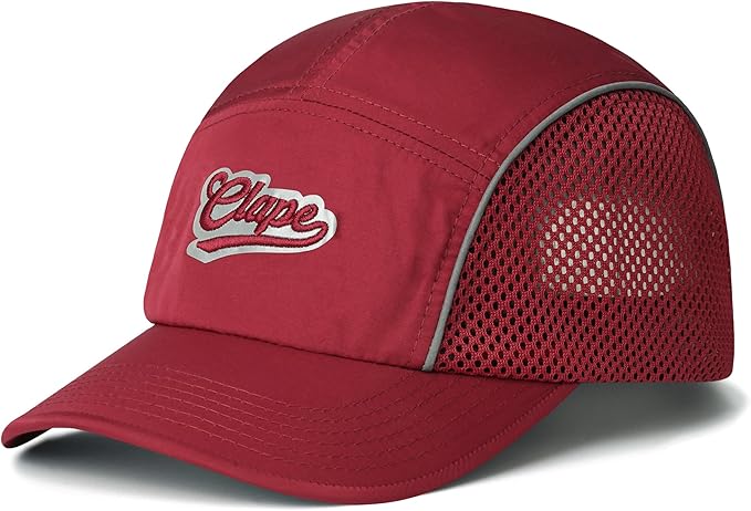 CLAPE Quick Dry 5 Panel Hat for Men, Breathable Mesh Short Brim Baseball Cap, Reflective Ajustable Outdoor Sport Running Hat