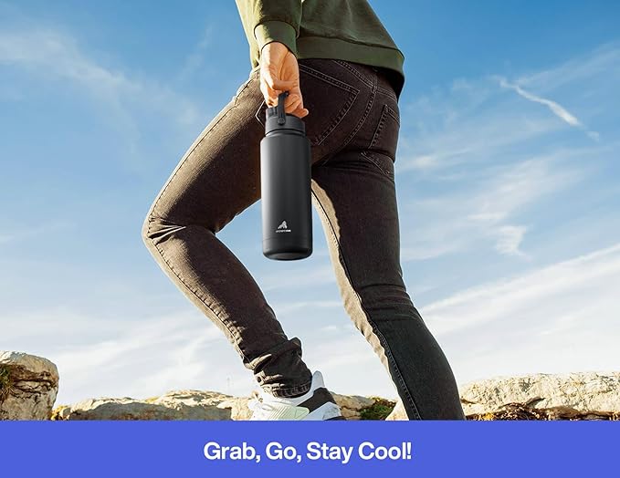 40 oz Insulated Water Bottle with 2-in-1 Straw and Spout Lid, Keep Cold 24H, Leak-Proof, BPA-Free, Double Wall Stainless Steel Water Bottle for Sports, Gym, Travel, and School (Lupine)