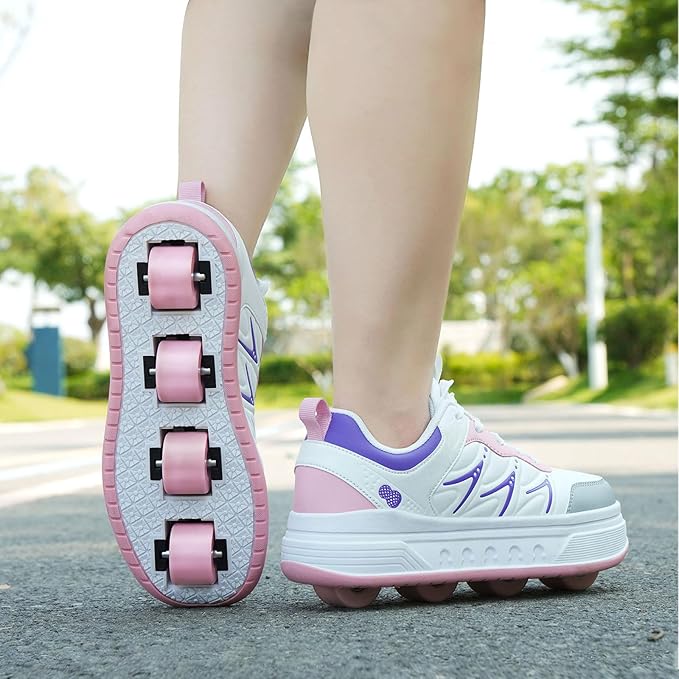 Roller Skate Shoes & Sneakers with Wheels, Outdoor Roller Skates for Girls Boys, Shoes with Wheels for Christmas Birthday Gift