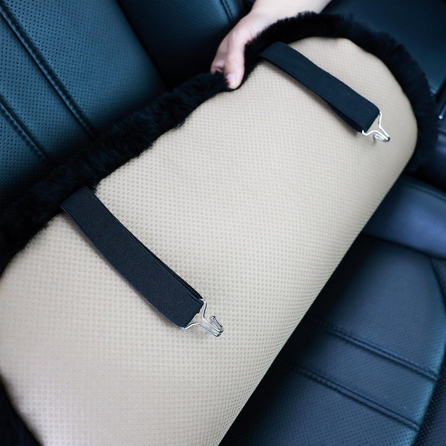 Fluffy Genuine Australia Sheepskin Car Seat Cover for Auto Interior Accessories with Soft Fuzzy Wool Eco-Friendly Natural Fur Non-Slip (Graphite, Front)