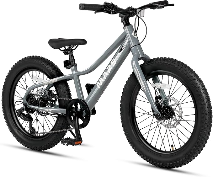 Glerc Mars Kids Mountain Bike, 20 24 Inch Fat Tire Bike for Teen Ages 6-14 Year Old, Bicycle with 2.8-Inch Wide Tires and 6 Speed Drivetrain, Multiple Colors