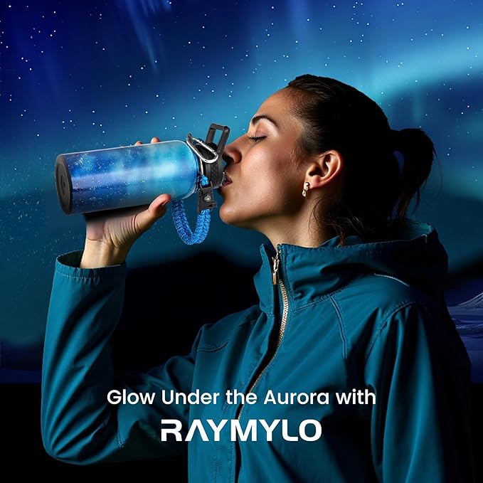 32oz Insulated Water Bottle, Triple Wall Vacuum Stainless Steel Water Bottles - Keeps Cold 48H, Reusable 1/4 Gallon water flask Jug for Gym, Sports, Camping, Hiking,Travel, Starlight Blue