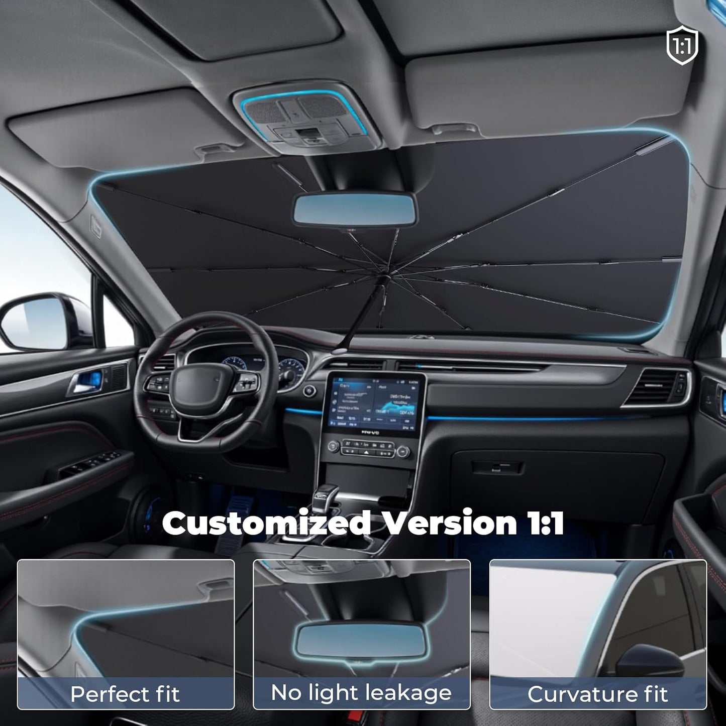 Windshield Sun Shade Umbrella for 2020-2025 Ford Escape Accessories: Custom Fit 240T Silver, Double Thickened, Foldable Sunshade Window Sun Visor, Ultimate 99% UV Blocking for S, SE, SEL, Titanium