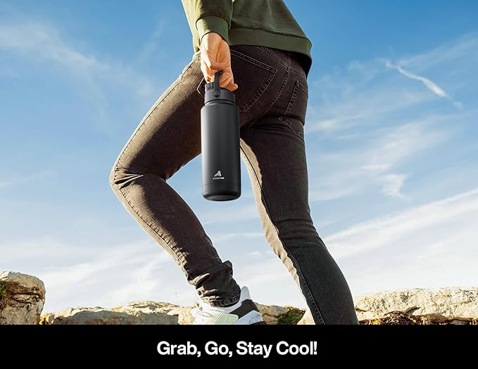 40 oz Insulated Water Bottle with 2-in-1 Straw and Spout Lid, Keep Cold 24H, Leak-Proof, BPA-Free, Double Wall Stainless Steel Water Bottle for Sports, Gym, Travel, and School (Butterfly Waltz)