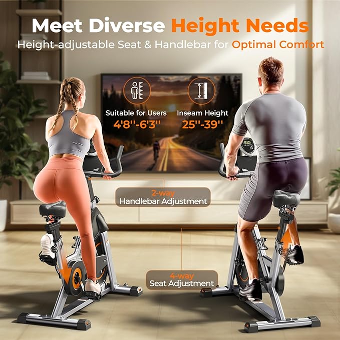 YOSUDA Exercise Bike, Brake Pad Stationary Bike for Home with Exclusive App, Magnetic Indoor Cycling Bike with 300 lb Weight Capacity, Low Noise, Tablet Holder and Fitness Courses for Weight Loss