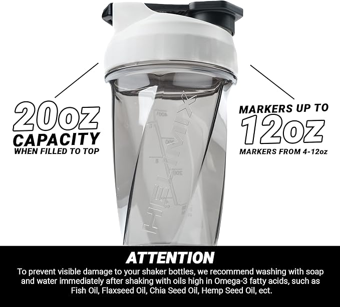 HELIMIX 1.5 Vortex Blender Shaker Bottle Holds Upto 20oz | No Blending Ball or Whisk | USA Made | Portable Pre Workout Whey Protein Drink Shaker Cup | Mixes Cocktails Smoothies Shakes | Top Rack Safe