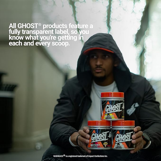 GHOST Pump Nitric Oxide Powder, Warheads Sour Watermelon - 40 Servings - Sugar & Stim-Free Pre-Workout Supplements- L-Citrulline, Arginine Nitrate & L-Glutathione - Soy & Gluten-Free, Vegan