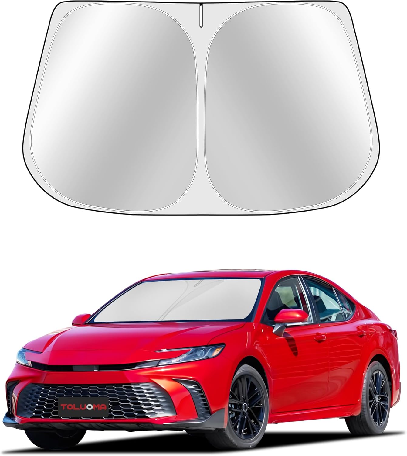 Custom Fit Windshield Sun Shade for Toyo-ta Camry 2025 - Full Coverage, 210T Reflective Fabric, Double-Layer Design - Blocks 99% UV Rays, Keeps Car Cool, Easy to Install and Store