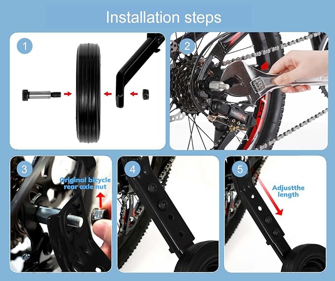 Heavy-Duty Bike Training Wheels for 24-26 Inch Bicycles - 300LB Capacity Adjustable Stabilizers with Thickened High-Carbon Steel & Durable Rubber Wheels