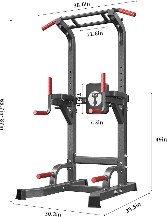 sogesfurniture Adjustable Dip Stands Assistive Trainer for Home Gym - 10-Level Height Wall-Saving Pull Up Bar, Dual Training Stands for Dip Push Up & Core Workout, Heavy Duty Steel Frame
