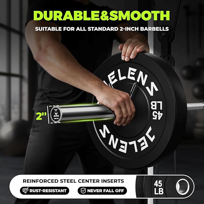 Olympic Barbell Weight Plates Set, 2-Inch Black/Colored Rubber Bumper Plate Weight Set for Strength Training and Weightlifting, Multiple Options