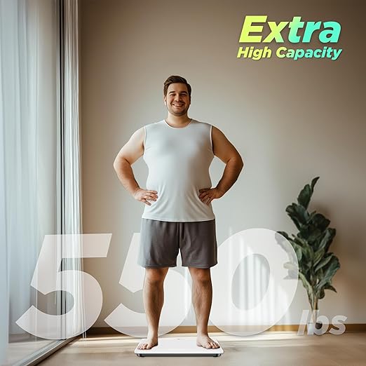 550lb Scale for Body Weight with Ultra-Wide Platform and Large LED Bezel-Less Display, Accurate High Precision Digital Bathroom Scale with Extra-High Capacity