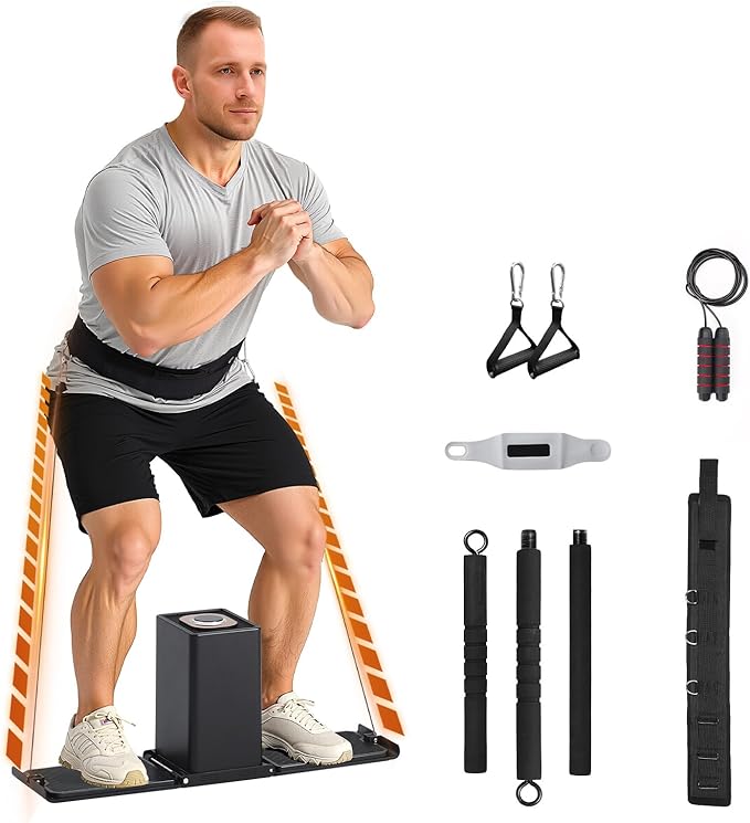 SR3 Pro Smart Home Gym Equipment,Portable Cable Machine for Home Workout ,Max 180lbs Resistance All-in-One Full Body Strength Trainer with Ambient Light