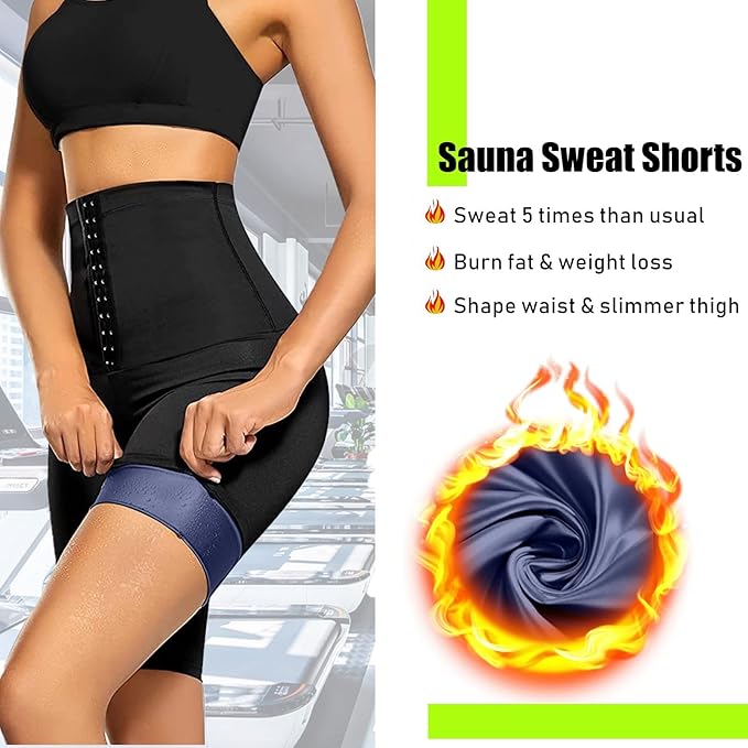huiming Sauna Sweat Shorts for Women High Waisted stomach Waist Trainer Slimming Leggings Pants Body Shaper