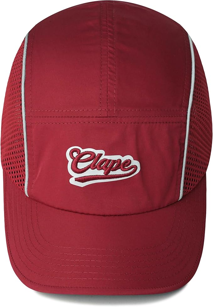 CLAPE Quick Dry 5 Panel Hat for Men, Breathable Mesh Short Brim Baseball Cap, Reflective Ajustable Outdoor Sport Running Hat
