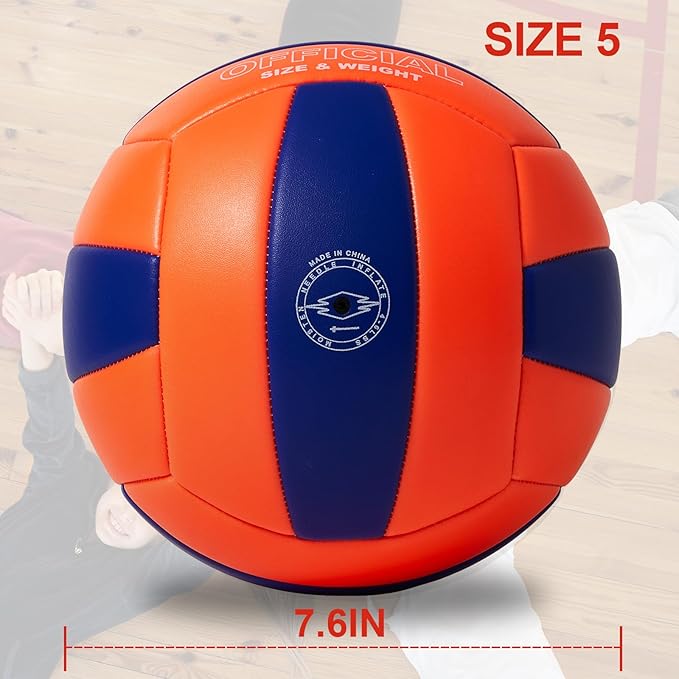 Volleyball Size 5 PU Leather Soft Indoor Outdoor Volleyballs Sports Training Game Play Ball for Beginner, Teenager, Adult, 8.2