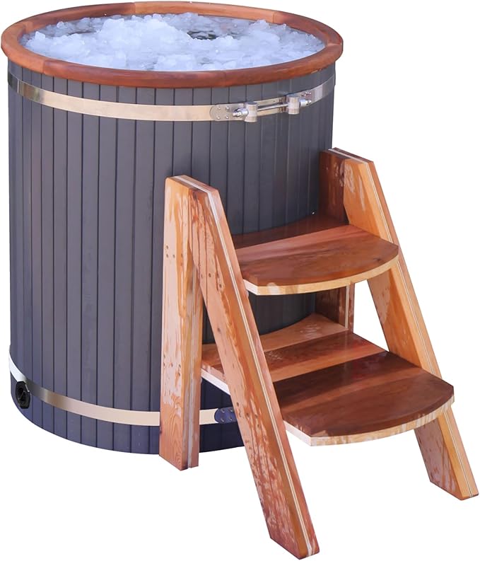 Ice Bath Tub | Cold-Plunge Therapy | Cold Plunge Tub | Up-Right Ice Bath | 118 Gallon Water Capacity | Steps & Cover Included | 37.5” x 33.25”